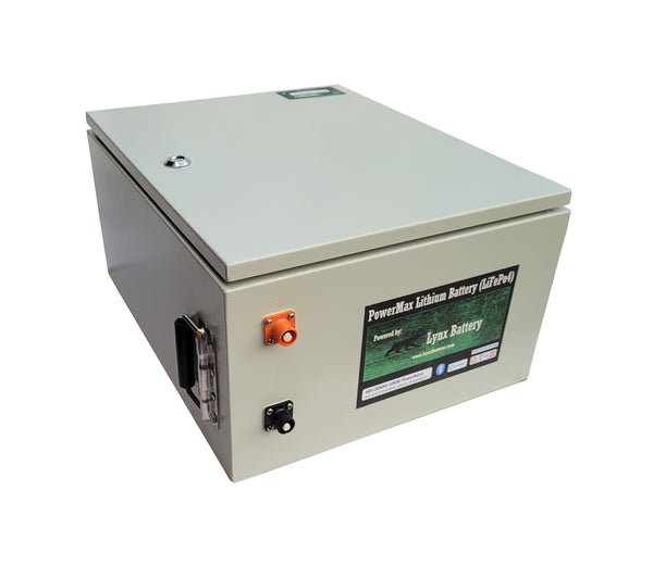 Lynx Battery 48V 200AH Lithium Iron Phosphate LiFePO4 PowerMax Battery, Cased, with Smart BMS, Bluetooth, Cold Temp Cut Off