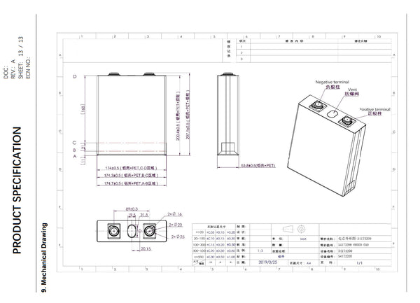 Lynx Battery 12V 200Ah Lithium Iron Phosphate Prismatic Battery with Programmable Smart Bluetooth 100A BMS and Cold Temp Cutoff